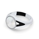 Signet ring round mother of pearl silver