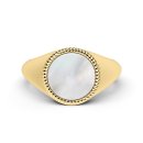 Signet ring round mother of pearl gold