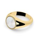 Signet ring round mother of pearl gold