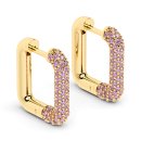 Creoles square small pink zirconia gold