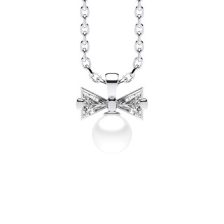 Necklace bow pearl silver