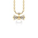 Necklace bow pearl gold