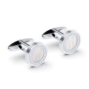 Cufflinks round mother of pearl silver