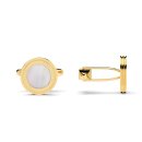 Cufflinks round mother of pearl gold