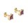 Stud earrings square red zirconia gold