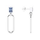 Earrings square blue cubic zirconia silver