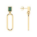 Earrings square green cubic zirconia gold