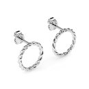 Stud earrings circle twisted silver