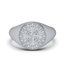 Signet ring round compass silver