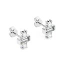 Stud earrings baguette zirconia silver